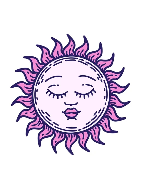 Vibrating motion animation of iconic tattoo image of a shining sun Stock Footage 324382326