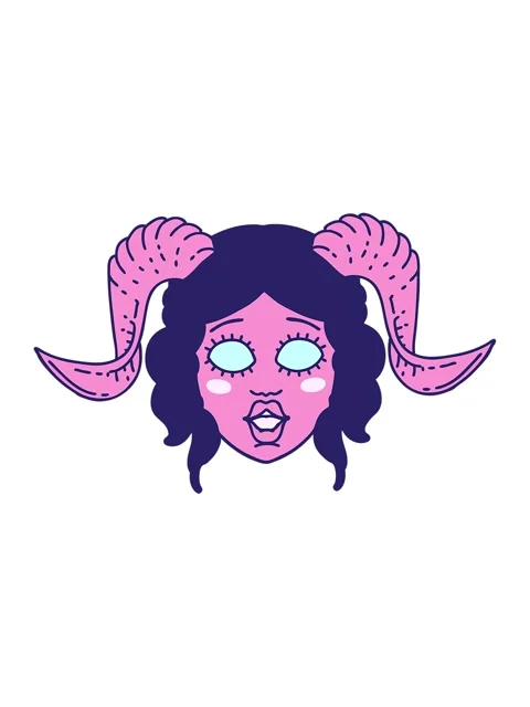Vibrating motion animation of Retro Tattoo Style tiefling character face Stock Footage 324432243