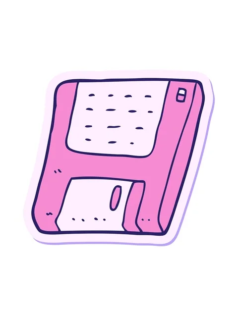 Vibrating motion animation of sticker of a cartoon old computer disk Stock Footage 324238484