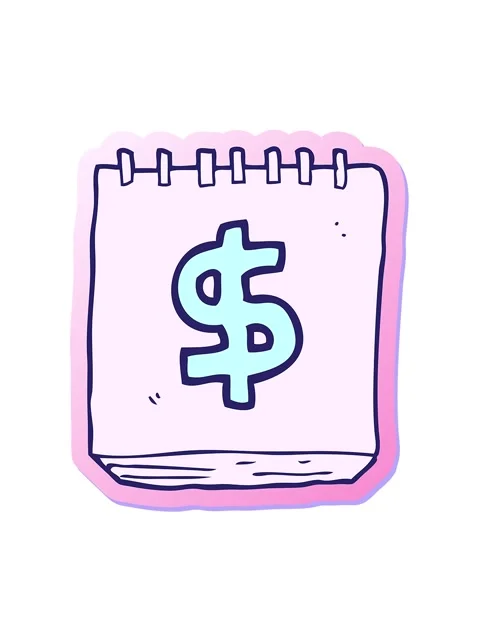 Vibrating motion animation of sticker of a cartoon note pad with dollar symbo Stock Footage 324343301