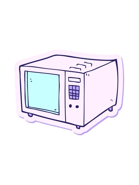 Vibrating motion animation of sticker of a cartoon microwave Stock Footage 324397824
