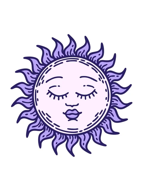 Vibrating motion animation of a tattoo style image of a sun Stock Footage 324421856