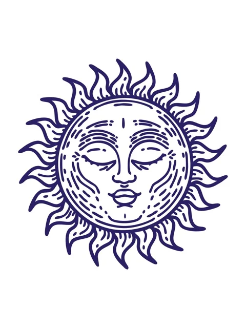 Vibrating motion animation of tattoo of a sun Stock Footage 324134978