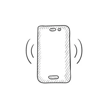 Vibrating phone sketch icon Illustrazione stock
