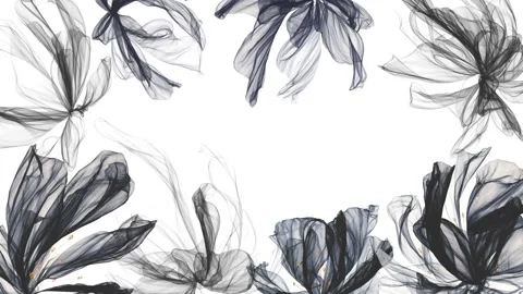 Vibrating semi-transparent flowers on white background Stock Footage 280712970