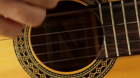 Vibrating spanish guitar strings Stock Footage