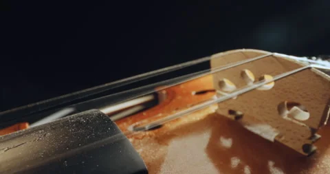 Vibrating strings on violin moving in super slow motion Stock Footage 319884161