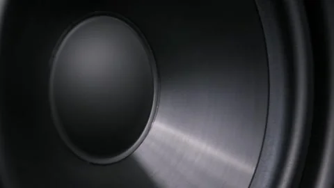 Vibrating Subwoofer Speaker Diaphragm Macro View Stock Footage 322693707