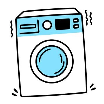 Vibrating washing machine doodle icon Illustrazione stock