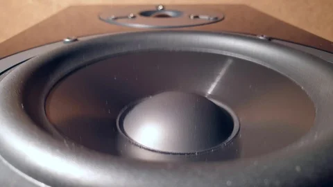 Vibration dynamics close-up. Vibration speaker. Powerful sound. Stock Footage 101443236