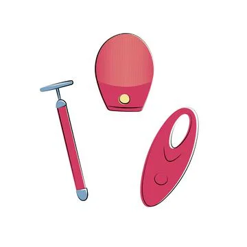 Vibration massager, pulsating face brush. Lymphatic drainage and tightening Stock Illustration