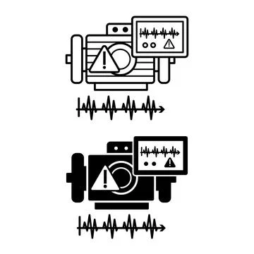 Vibration Sensor Icons. Line and Glyph Vector Illustrations. Powerful Motor.. Stock Illustration