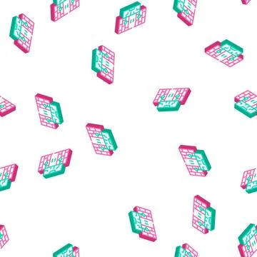 Vibration sensor isometric icon seamless pattern color Stock Illustration