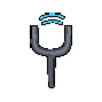 Vibration tuning fork pixel art vector illustration Stock Illustration