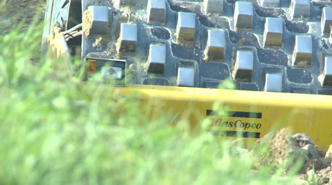 Vibratory Compressor Road Contruction Stockbeeldmateriaal 60957377