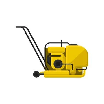 Vibratory plate compactor with handle. Professional equipment for road making Illustration