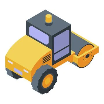 Vibratory roller icon, isometric style Illustrazione stock