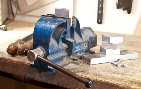 Vice with a block of metal Stock Photos