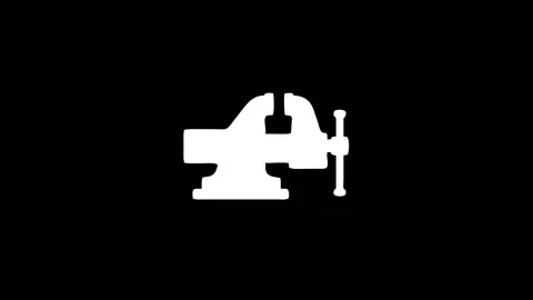 Vice grip icon forming and disintegrating with digital glitch effect on black Stock Footage 320201482