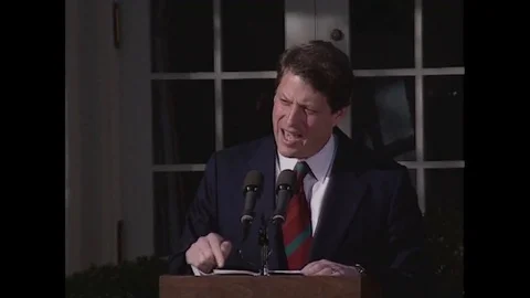Vice Pres. Al Gore delivers speech after signing the Act - 1993 Stock Footage 90452087