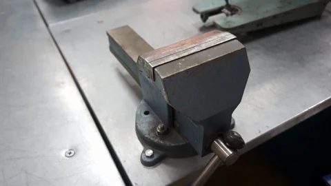 The vice is on the table. View from above Stock Footage 120749221