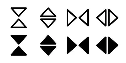 Vice Versa Arrows Icon Set. A black glyph and outline icon of opposing arro.. Stock Illustration