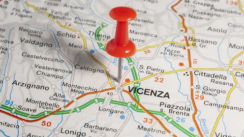 VICENZA on a map Stock Footage 176991214