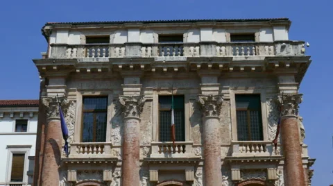 Vicenza -  Motion view of the front-side of the Loggia del Capitanio Stock Footage 64964331