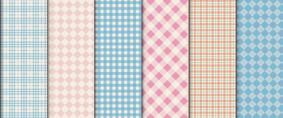 Vichy gingham plaid pattern collection. Cute tartan textile texture for dre.. Stock Illustration
