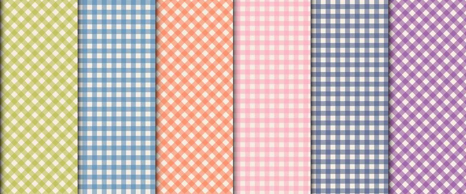 Vichy gingham plaid pattern set. Cute tartan textile texture for dresses, s.. Illustrazione stock