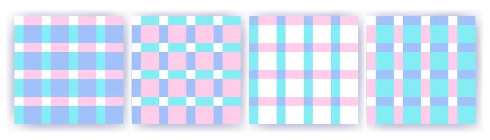 Vichy seamless pattern set in pastel colors for pink doll. Gingham design Illustrazione stock