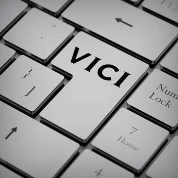 VICI Properties logo notebook keycap 3d illustration stock market editorial Stock Photos