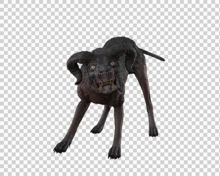 Vicious deadly demon dog from hell. 3D rendering isolated. Stock Illustration