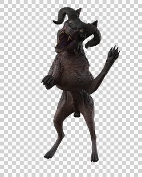 Vicious hellhound demon dog fighting. 3D rendering isolated. Stock Illustration