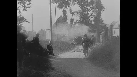 Vicious street fighting between Germans and Allies Stock Footage 103380442