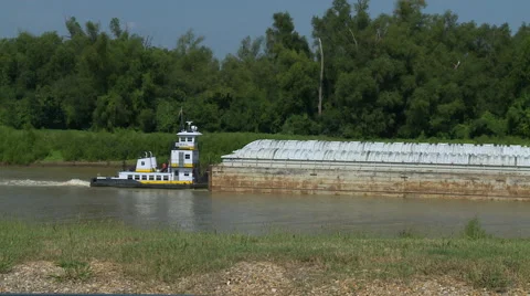 Vicksburg Barge Medium Shot Stock Footage 41855760