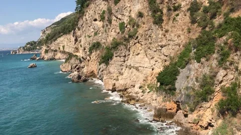 Vico Equence high angle summer seascape view to the high rocks and sea Stock Footage 140370296