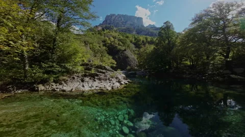 Vicos ravine river FPV flight greece Stock Footage 237510218