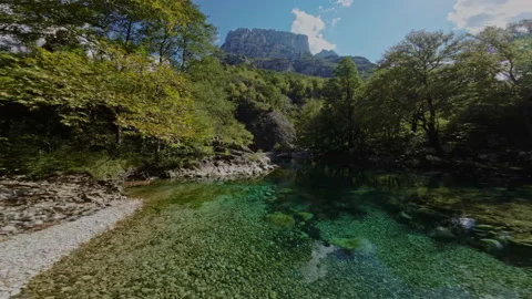 Vicos ravine river FPV flight greece Stock Footage 237511007