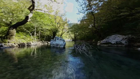Vicos ravine river FPV flight greece Stock Footage 237511341