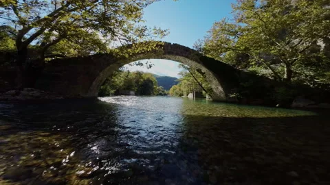 Vicos ravine river FPV flight greece Stock Footage 237511908