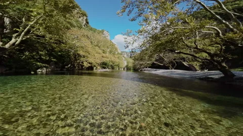 Vicos ravine river FPV flight greece Stock Footage 237511990
