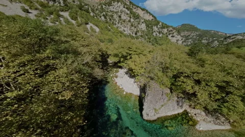 Vicos ravine river FPV flight greece Stock Footage 237514910