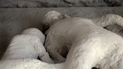 Victim of the eruption in Pompeii Stock Footage
