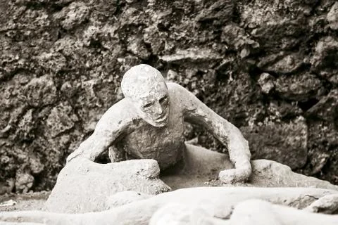 Victim in Pompeii of the eruption of Mt Vesuvius Stock Photos