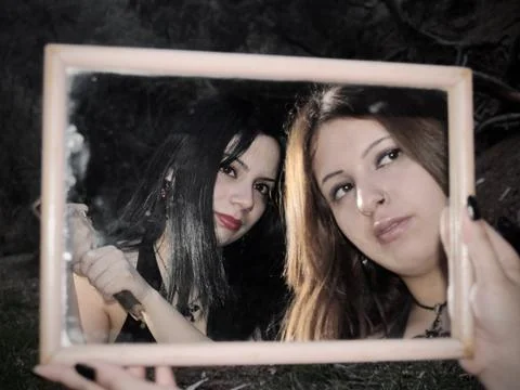 Victim through a mirror Stock Photos