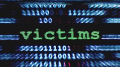 Victims broken data on the screen glitch effect Stock Footage 214493418