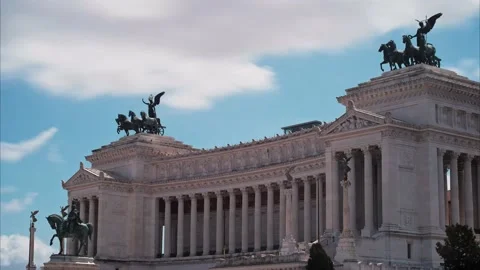 Victor Emmanuel II Monument, Vittorio Emanuele II, Altare della Patria Stock Footage