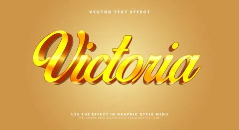 Victoria 3d editable text effect Template Stock Illustration