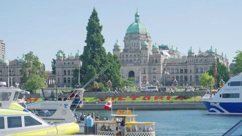 Victoria, BC, Canada - Aug 8, 2026: Victoria Harbour waterfront view Stock Footage 341788079